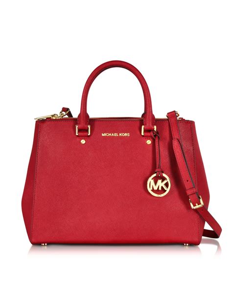 michael kors sutton medium saffiano leather satchel red|Michael Kors satchel bag.